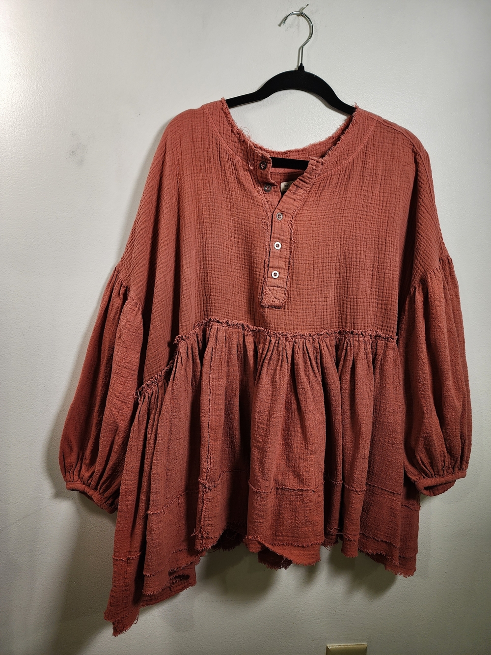 Free People Terracotta Ruffle Peplum Tunic - OVERSIZED - Picture 4 of 6